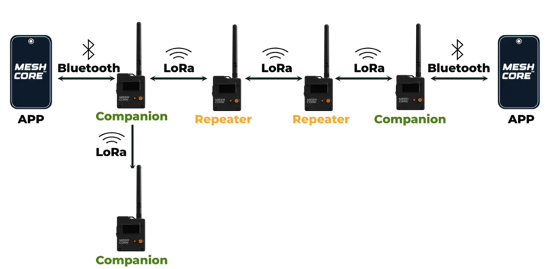 Diagram of MeshCore network